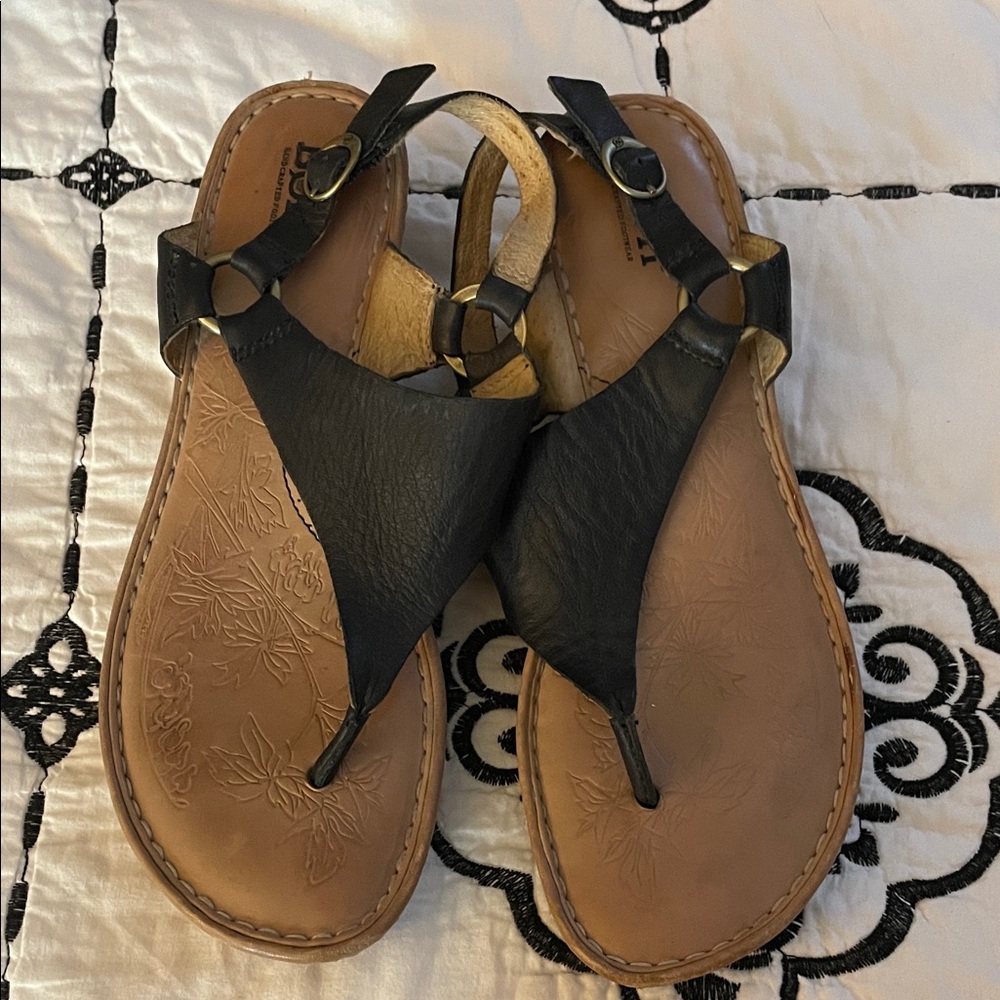 Born Black Leather Sandals